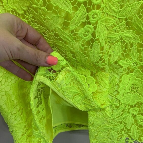 J. Crew Neon Yellow Lace Dress size 6 (measurements in description) H1 - Picture 8 of 11